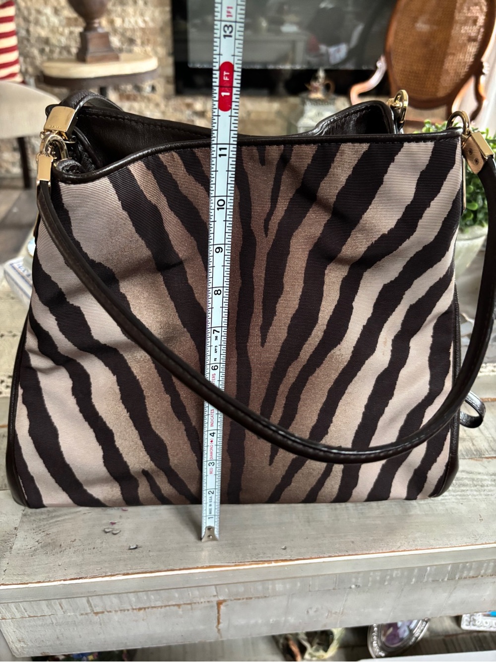 Coach Madison Zebra Print Small Phoebe Shoulder Bag - Picture 6 of 14